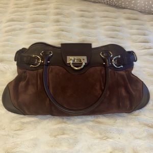 Salvatore Ferragamo Brown Suede and Leather Bag